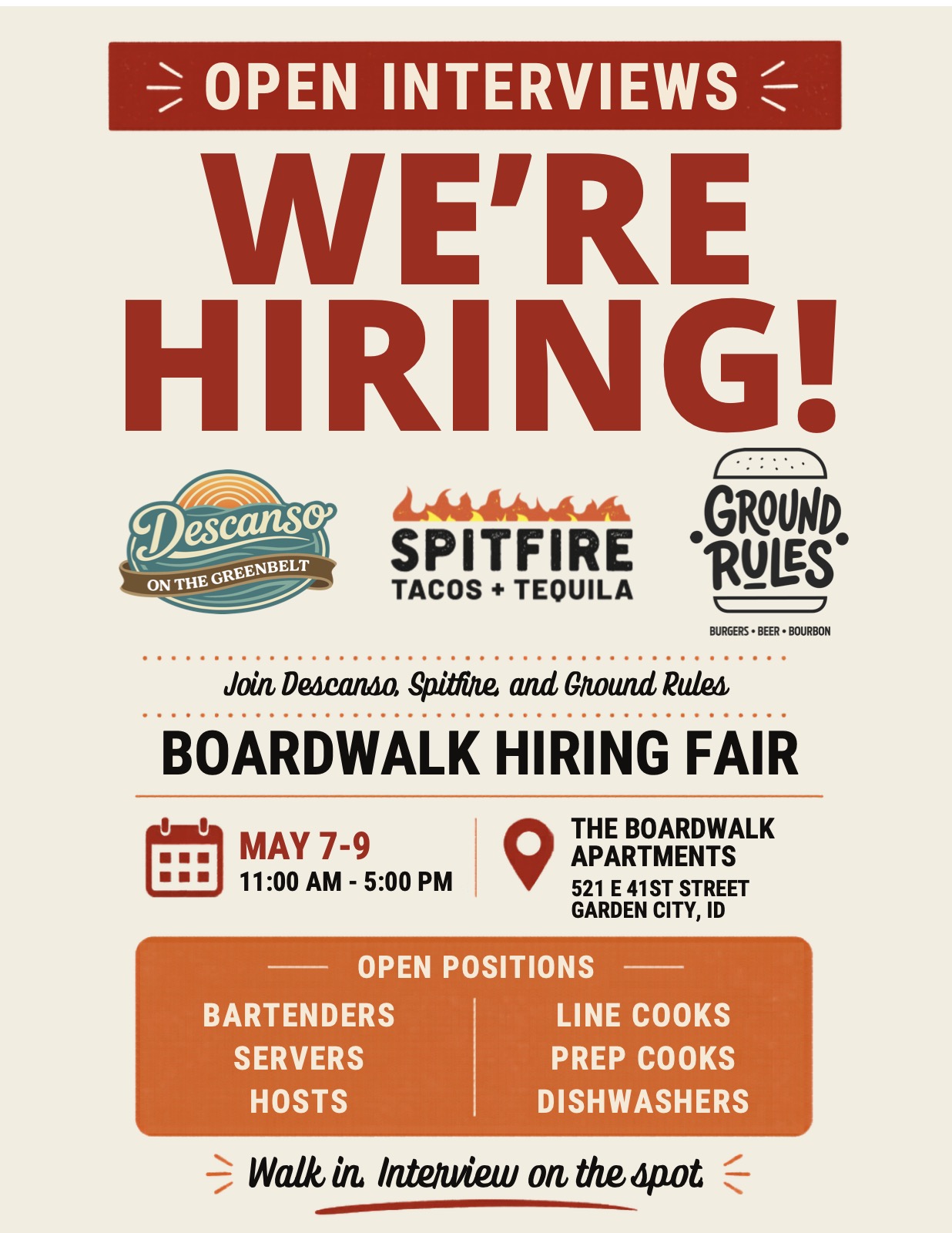 Boardwalk Hiring Fair flyer.