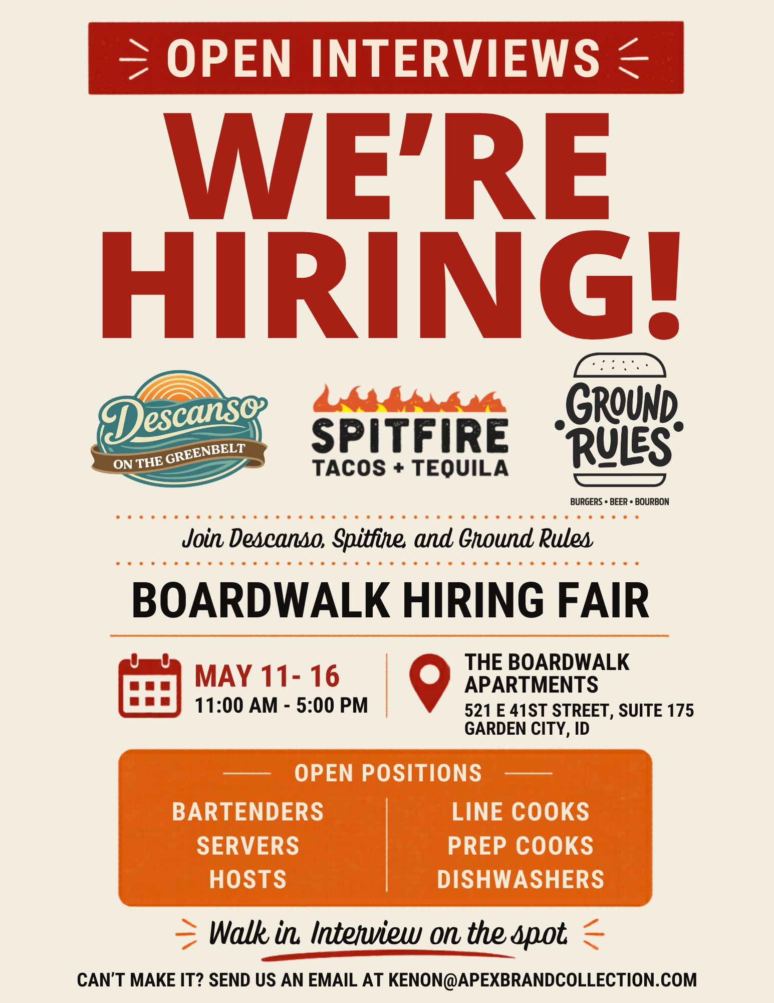 Boardwalk Hiring Fair flyer.