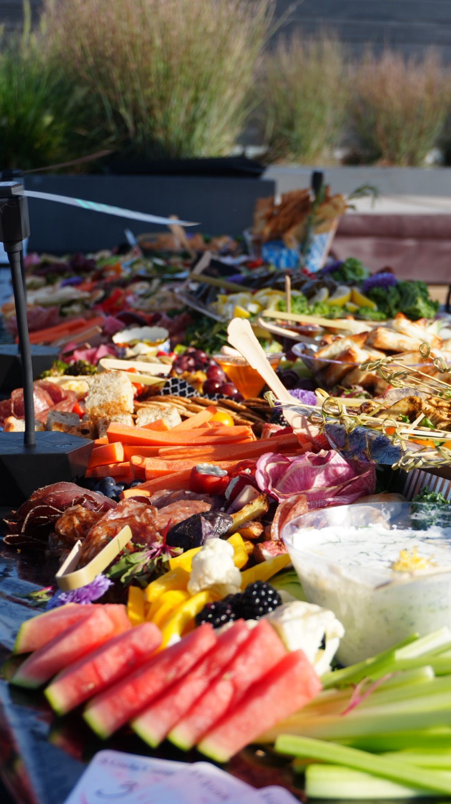 A charcuterie spread on the Descanso patio.
